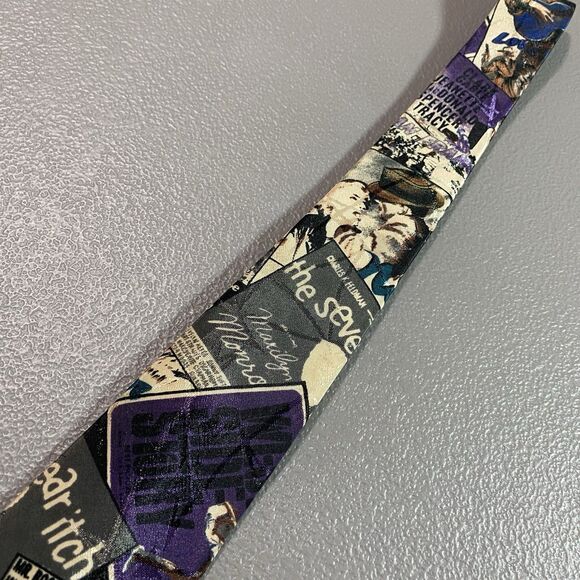 Vintage ENVOY Mens Tie Necktie Limited Edition Hollywood Black Purple 55.5" USA - Picture 9 of 12